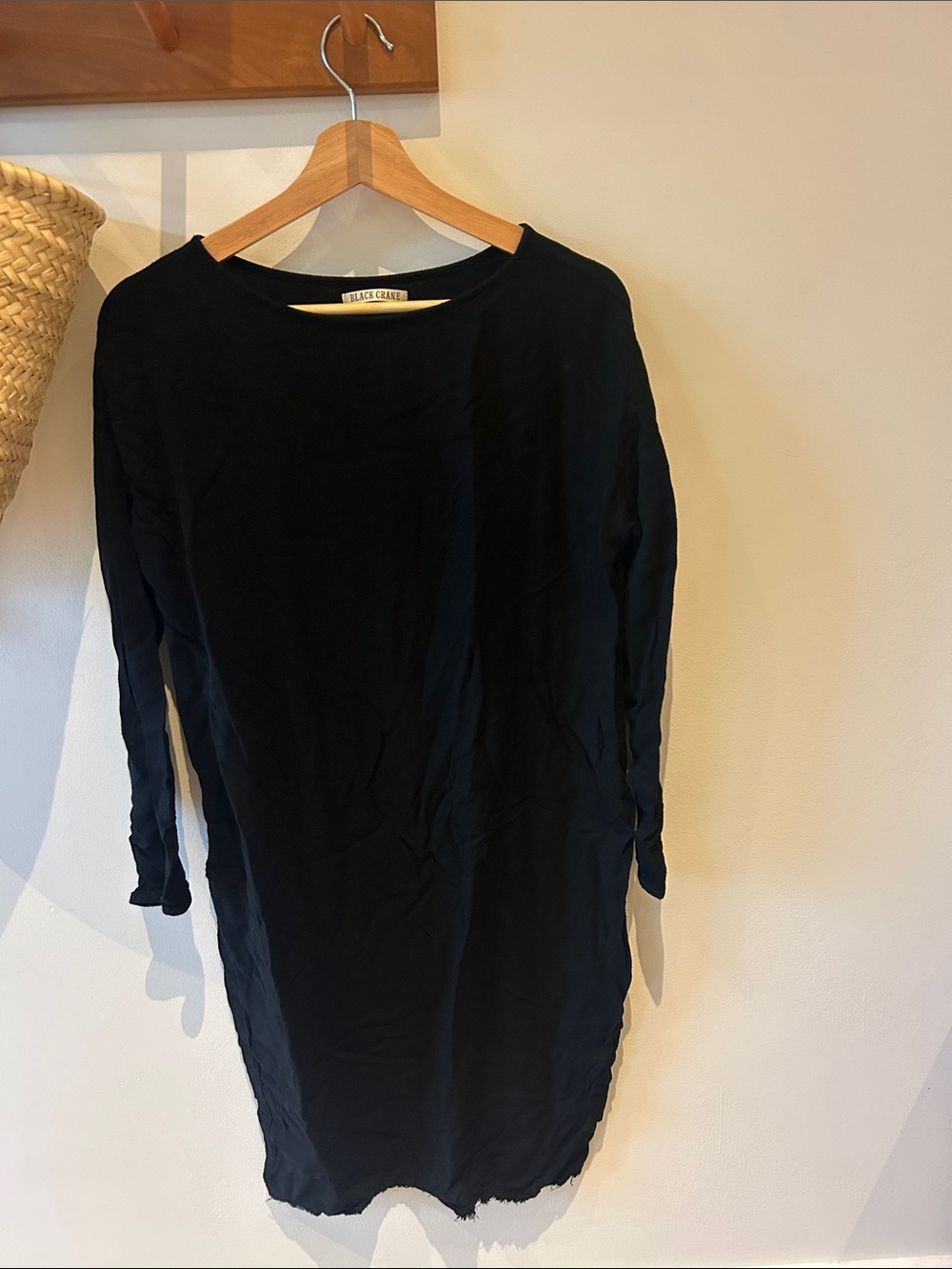 Black Long-Sleeve Crewneck Dress by BLACK CRANE